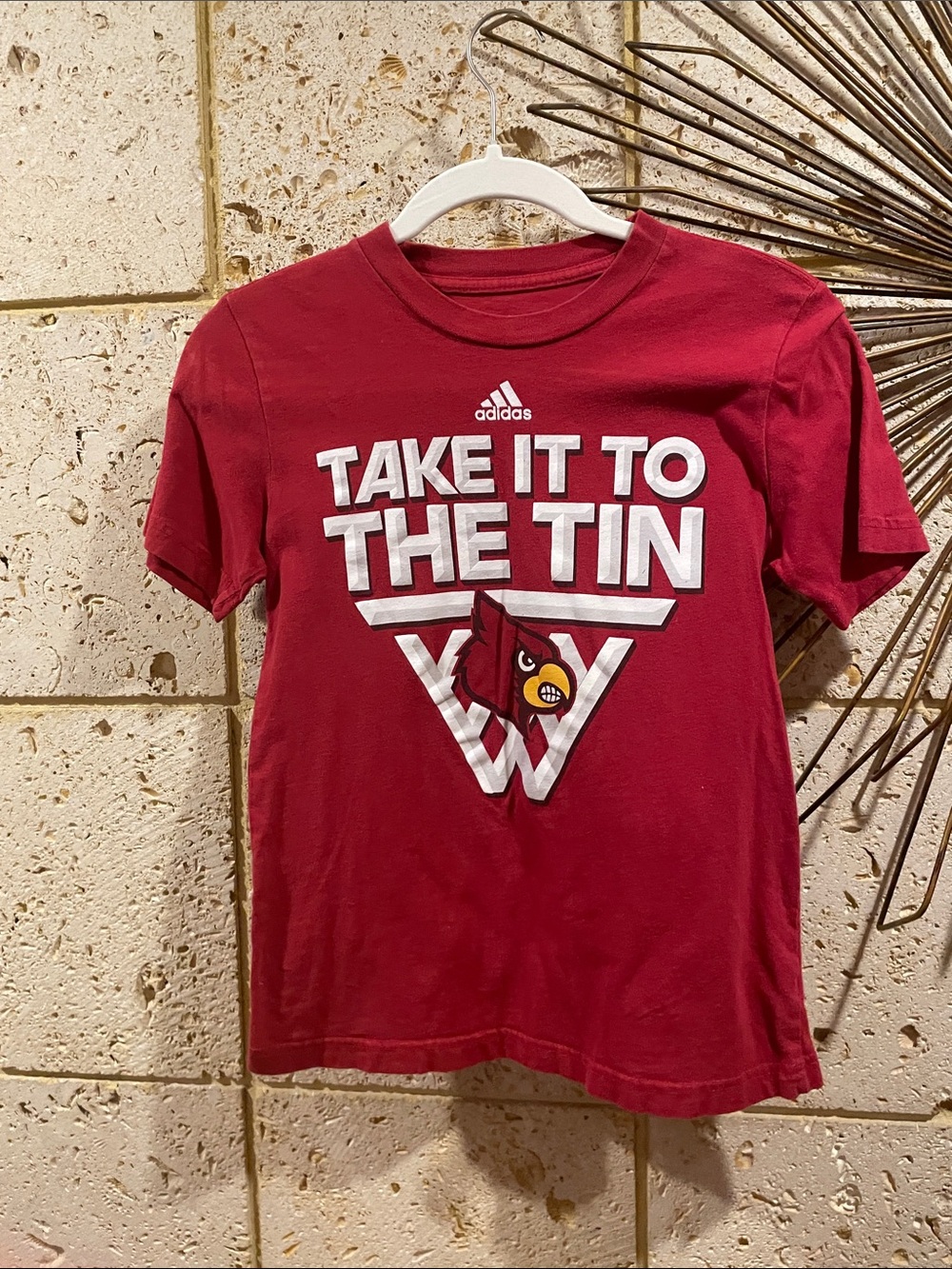 adidas Red Short Sleeve 'Take It To The Tin' Graphic Tee